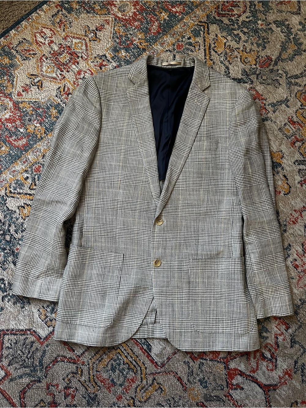 J. Crew Gray Glen Plaid Sport Coat Size 38R Silk Linen Blend